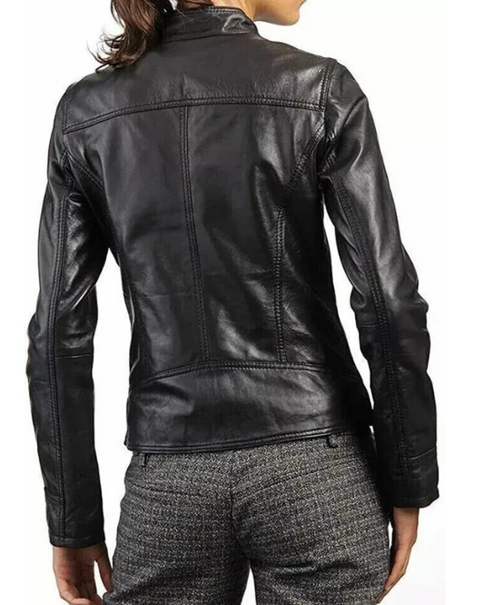 Women's Genuine Lambskin Real Leather Jacket RXWJ0030