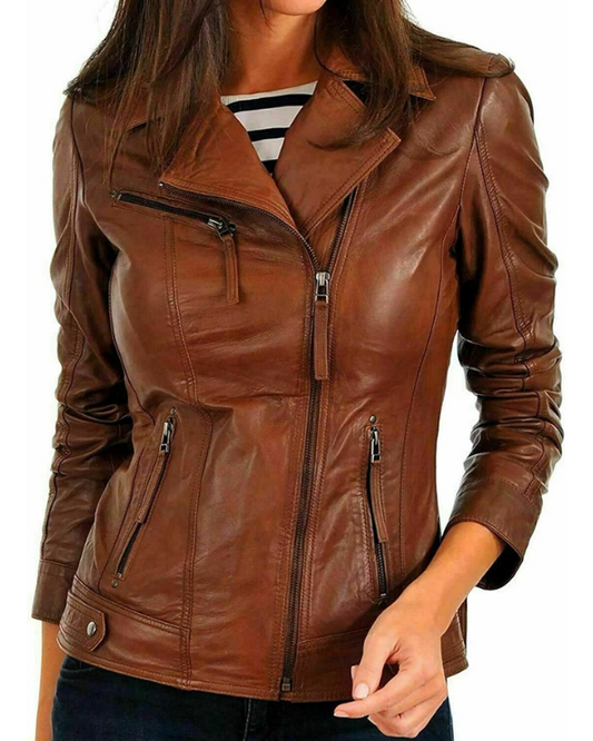 Women's Genuine Lambskin Real Leather Jacket RXWJ0012