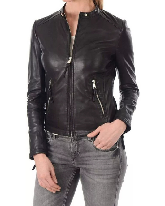 Women's Genuine Lambskin Real Leather Jacket RXWJ0031