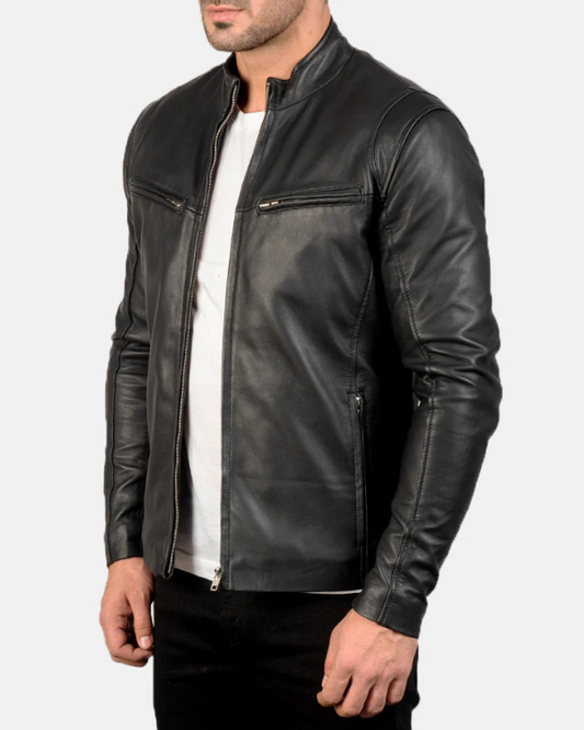 Men's Genuine Lambskin Leather Bomber Jacket RXMJ0041