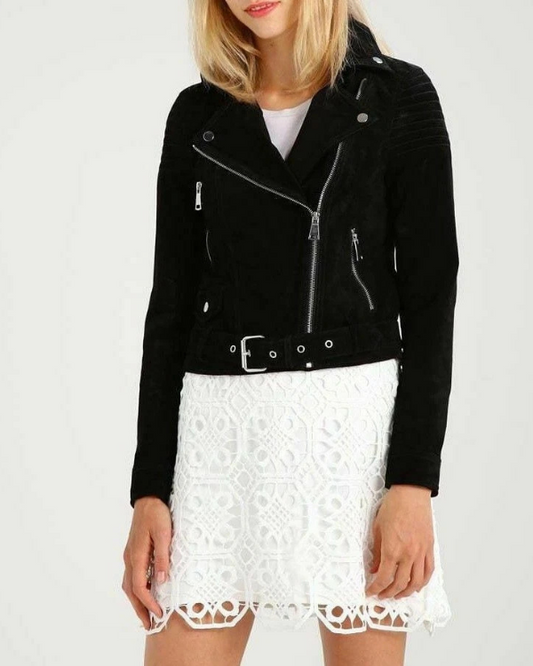Women's Genuine Lambskin Real Suede Leather Jacket RXWJ0014