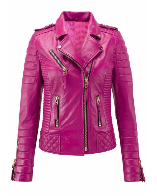 Women's Genuine Lambskin Real Quilted Leather Jacket RXWJ0033