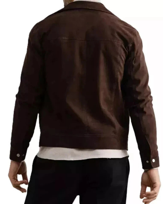 Men's Genuine Lambskin Suede Bomber Leather Jacket RXMJ0021