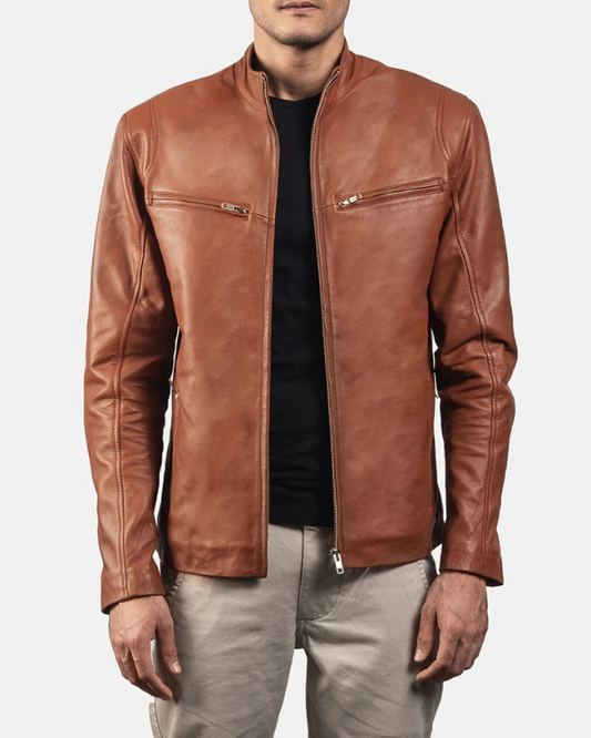 Men's Genuine Lambskin Leather Bomber Jacket RXMJ0042