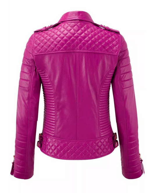 Women's Genuine Lambskin Real Quilted Leather Jacket RXWJ0033