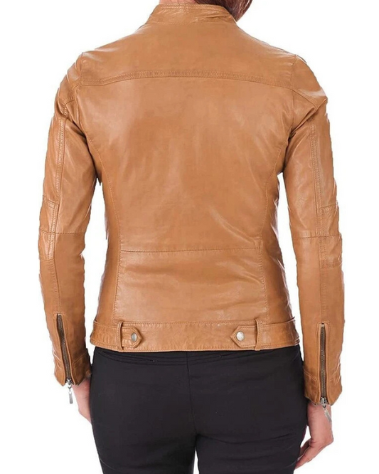 Women's Genuine Lambskin Real Leather Jacket RXWJ0034