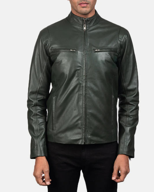 Men's Genuine Lambskin Leather Bomber Jacket RXMJ0043