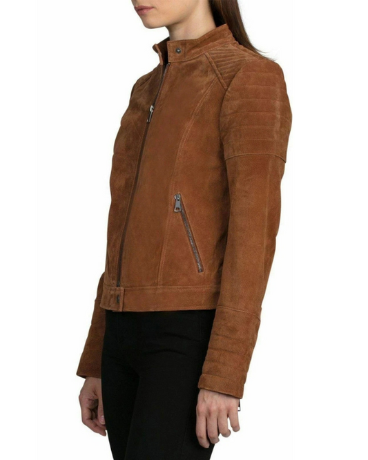 Women's Genuine Lambskin Real Suede Leather Jacket RXWJ0016
