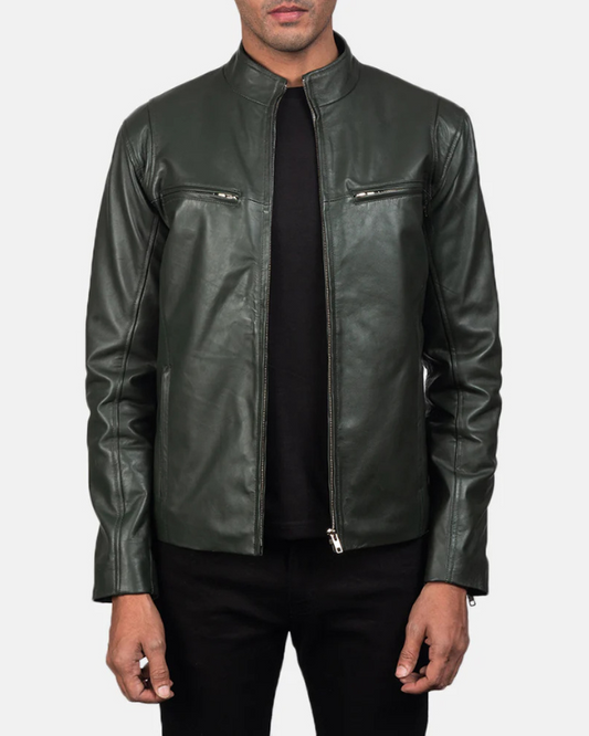 Men's Genuine Lambskin Leather Bomber Jacket RXMJ0043