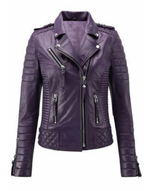 Women's Genuine Lambskin Real Quilted Leather Jacket RXWJ0036