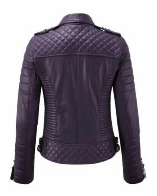 Women's Genuine Lambskin Real Quilted Leather Jacket RXWJ0036