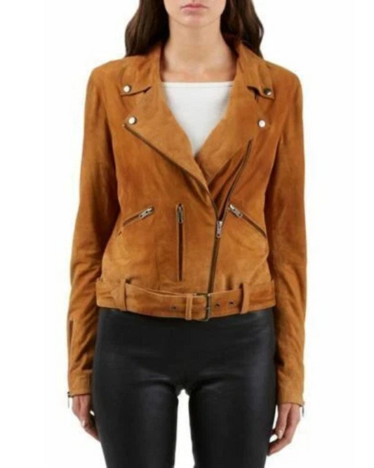 Women's Genuine Lambskin Real Suede Leather Jacket RXWJ0017
