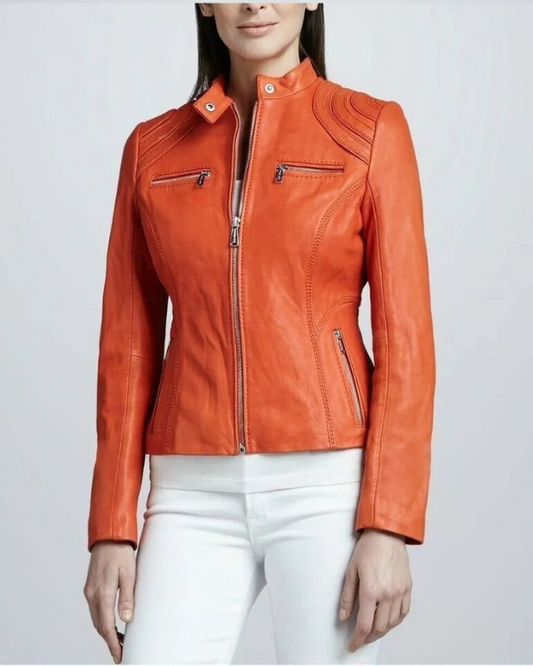 Women's Genuine Lambskin Real Leather Jacket RXWJ0037