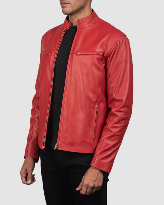 Men's Genuine Lambskin Leather Bomber Jacket RXMJ0044