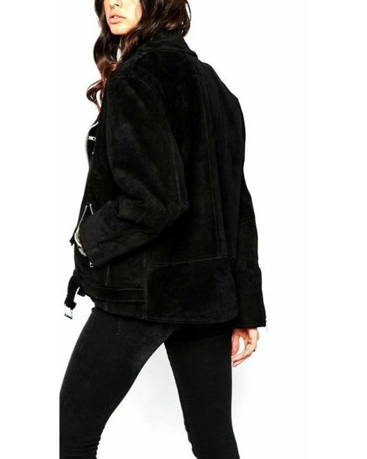 Women's Genuine Lambskin Real Suede Leather Jacket RXWJ0018