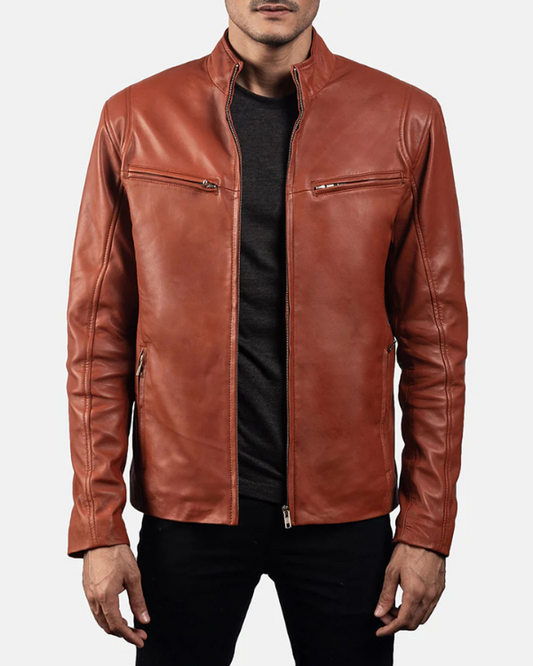 Men's Genuine Lambskin Leather Bomber Jacket RXMJ0045