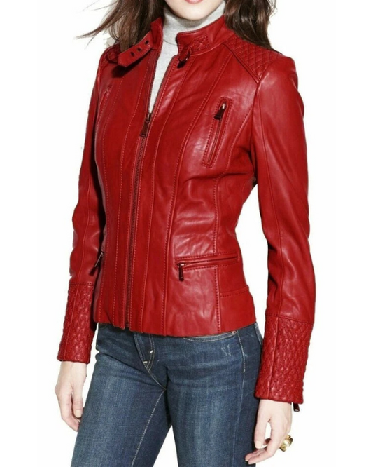 Women's Genuine Lambskin Real Leather Jacket RXWJ0011