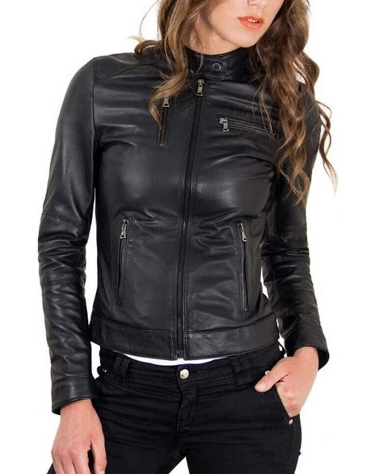 Women's Genuine Lambskin Real Leather Jacket RXWJ001