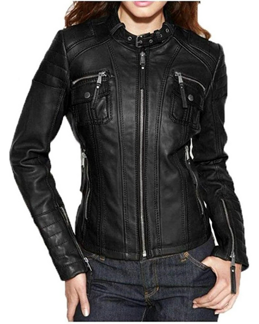 Women's Genuine Lambskin Real Leather Jacket RXWJ0019