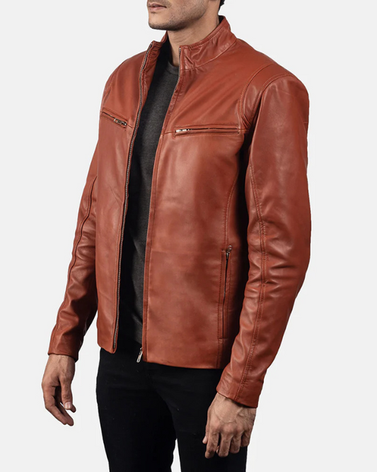 Men's Genuine Lambskin Leather Bomber Jacket RXMJ0045