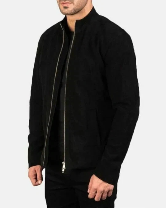 Men's Genuine Lambskin Suede Bomber Leather Jacket RXMJ0028