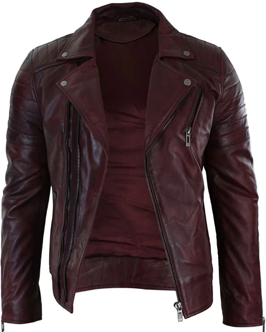 Men's Genuine Lambskin Leather Biker Jacket RXMJ0056