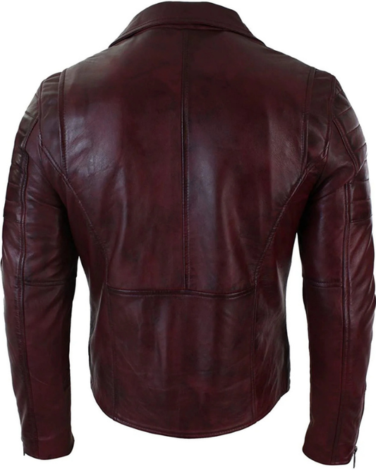 Men's Genuine Lambskin Leather Biker Jacket RXMJ0056
