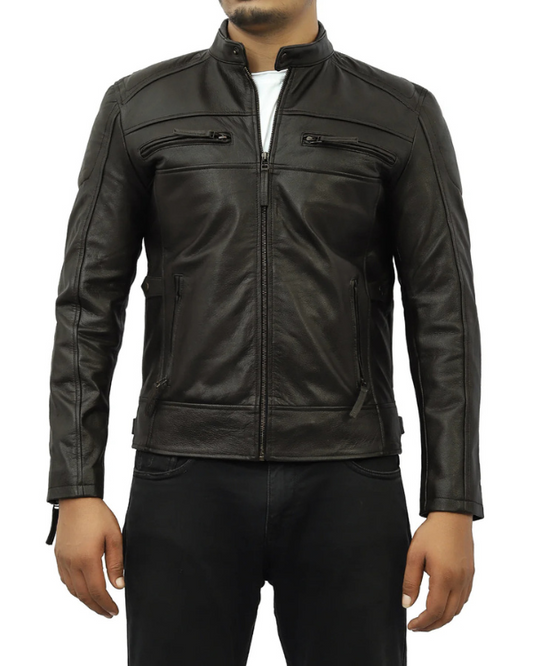 Men's Genuine Lambskin Leather Bomber Jacket RXMJ0046