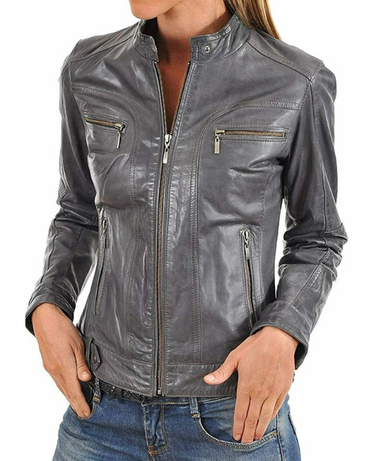 Women's Genuine Lambskin Real Leather Jacket RXWJ0022