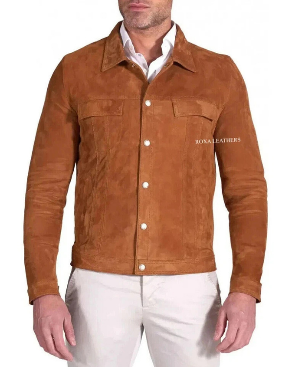 Blouson aviateur en cuir suédé d'agneau véritable pour homme RXMJ0017