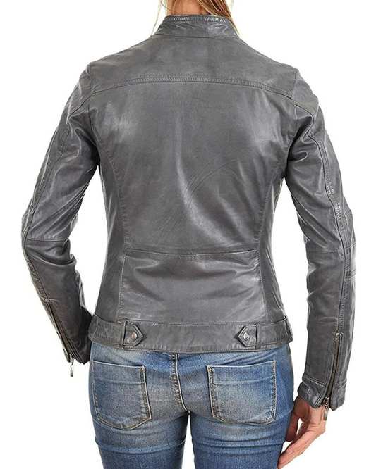 Women's Genuine Lambskin Real Leather Jacket RXWJ0022