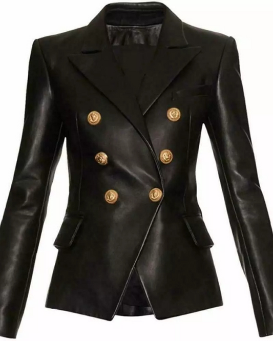 Women's Genuine Lambskin Real Leather Blazer RXWJ0023