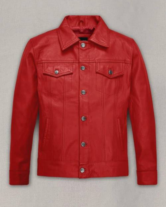 Men's Genuine Lambskin Leather Shirt Jacket RXMJ0057