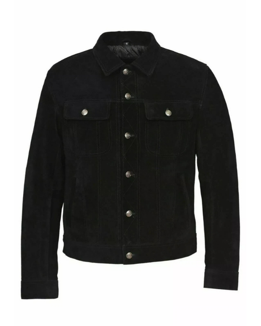 Men's Genuine Lambskin Suede Denim Leather Jacket RXMJ0030