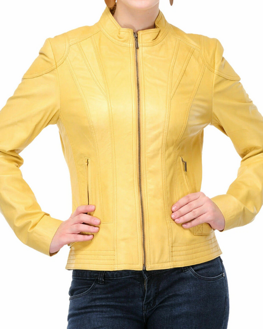 Women's Genuine Lambskin Real Leather Jacket RXWJ0024