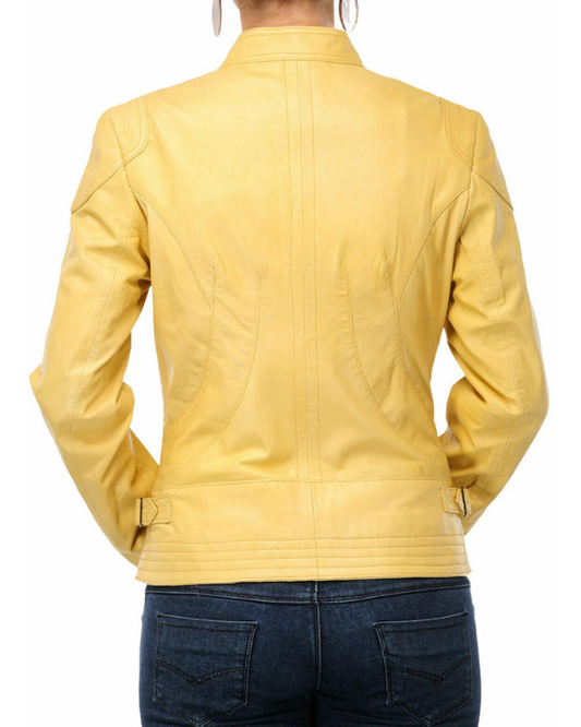 Women's Genuine Lambskin Real Leather Jacket RXWJ0024