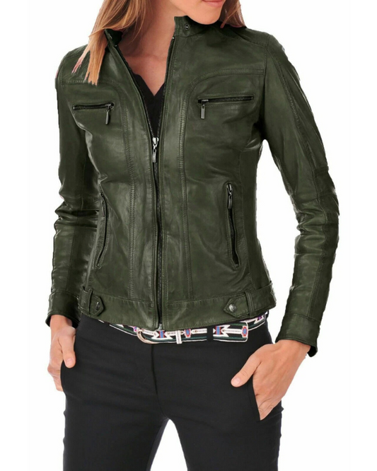 Women's Genuine Lambskin Real Leather Jacket RXWJ0026