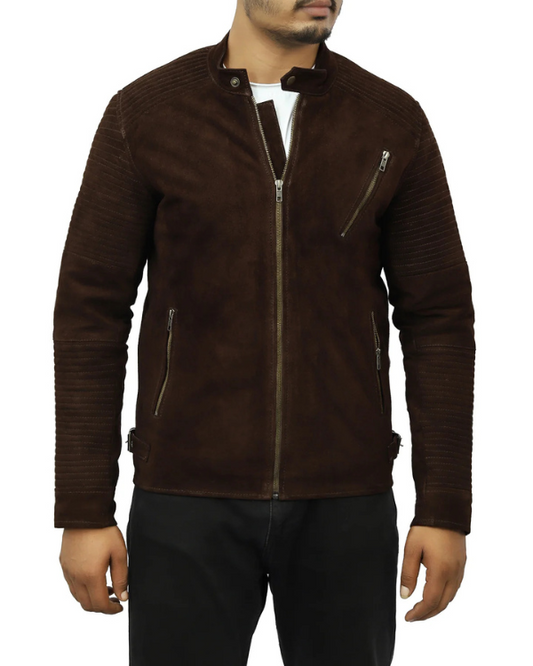Men's Genuine Lambskin Suede Leather Jacket RXMJ0048