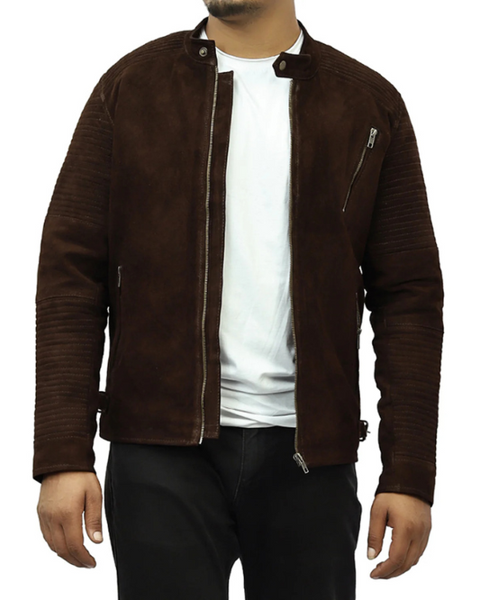 Men's Genuine Lambskin Suede Leather Jacket RXMJ0048