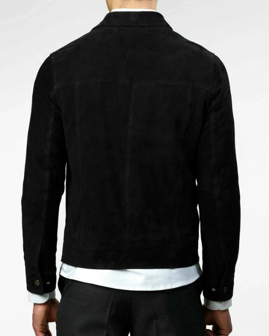 Men's Genuine Lambskin Suede Bomber Leather Jacket RXMJ0032