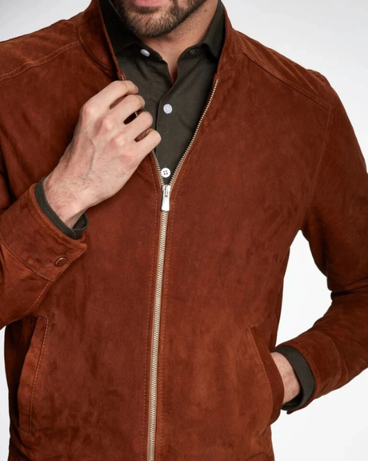 Men's Genuine Lambskin Suede Leather Jacket RXMJ0034