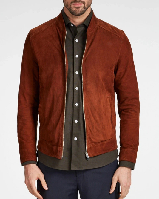 Men's Genuine Lambskin Suede Leather Jacket RXMJ0034