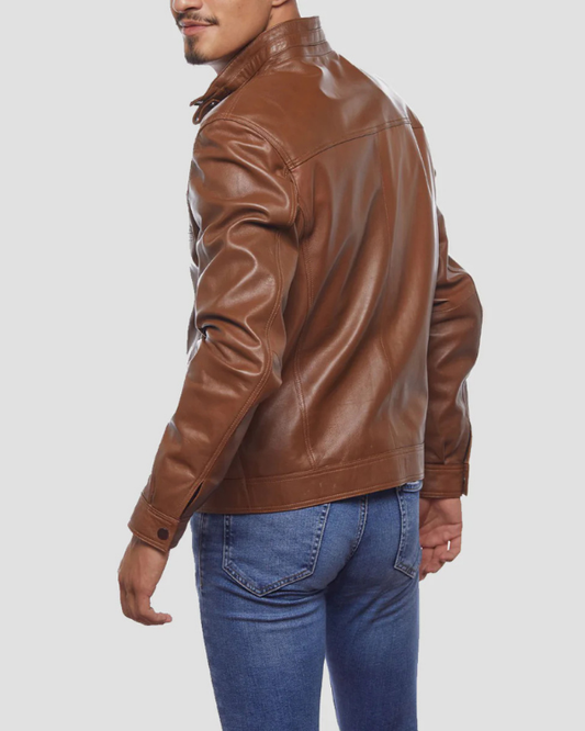 Men's Genuine Lambskin Bomber Leather Jacket RXMJ0061