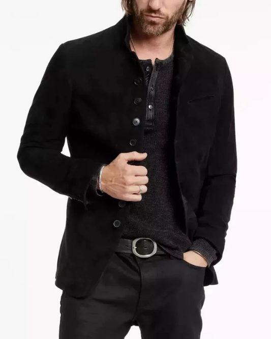 Men's Genuine Lambskin Suede Leather Jacket RXMJ0035