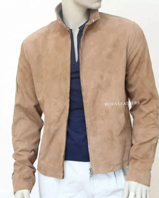 Men's Genuine Lambskin Suede Leather Jacket RXMJ0036