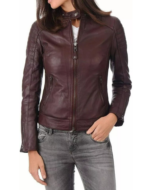 Women's Genuine Lambskin Real Leather Jacket RXWJ003