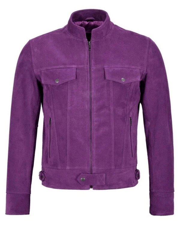 Blouson aviateur en cuir suédé d'agneau véritable pour homme RXMJ0017