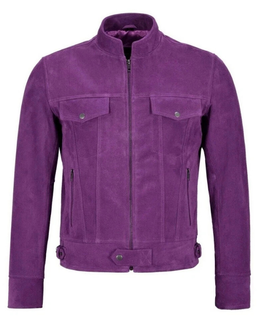 Men's Genuine Lambskin Suede Leather Denim Jacket RXMJ0037
