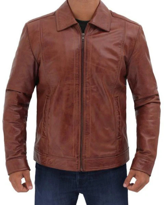 Men's Genuine Lambskin Bomber Leather Jacket RXMJ0064