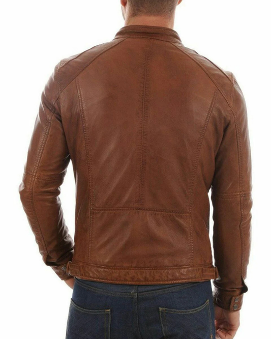 Men's Genuine Lambskin Bomber Leather Jacket RXMJ0065